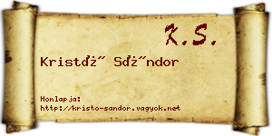 Kristó Sándor névjegykártya